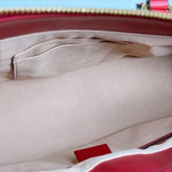 Gucci GG Logo Supreme Flower Shoulder Bag with Red Handles & Floral Design - Picture 11 of 12